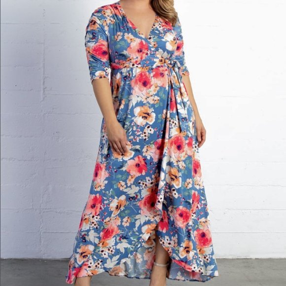 Kiyonna Dresses & Skirts - KIYONNA~new~Meadow Dream Floral Wrap Maxi Dress in 4X